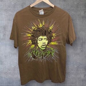 Brown Graphic T-Shirt Jimi Hendrix band tee